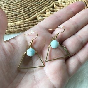 handmade Jewelry - Handmade Golden Triangle & Amazonite Dangles handmade Jewelry - Handmade Golden Triangle & Amazonite Dangles